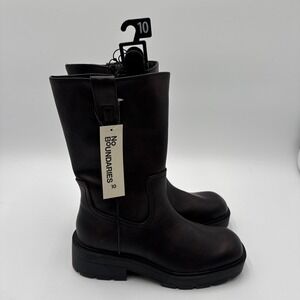No Boundaries Women's SIZE 10 Pull On Lug Sole Boots Dark Brown/Black NWT No Box